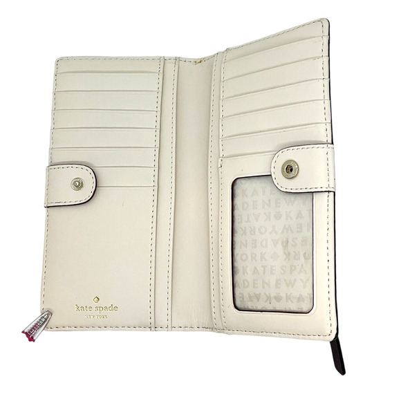 Kate Spade Wallet Pond Stacy Crosshatch Leather Soft Aubergine Wine - Picture 4 of 8